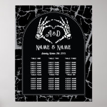 Skeleton Heart Hands Table Plan Wedding Seating