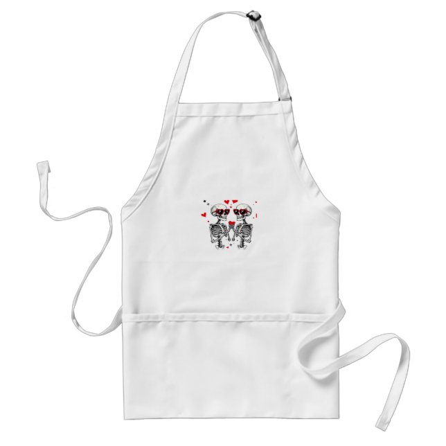 Skeleton Heart Hands Trending Modern Aesthetic Adult Apron (Front)