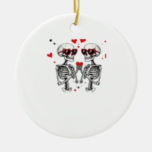 Skeleton Heart Hands Trending Modern Aesthetic Ceramic Ornament