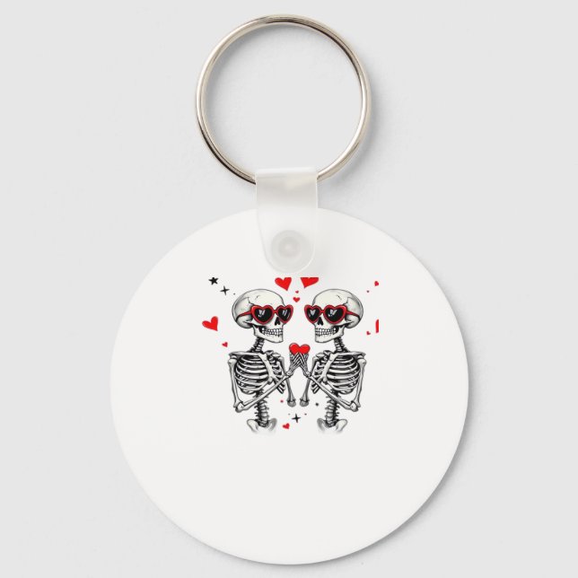 Skeleton Heart Hands Trending Modern Aesthetic Keychain (Front)