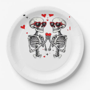 Skeleton Heart Hands Trending Modern Aesthetic Paper Plates