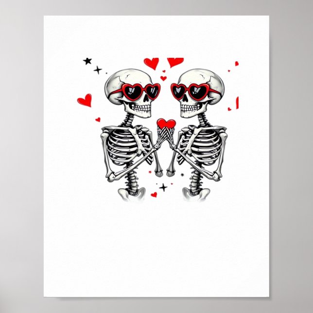 Skeleton Heart Hands Trending Modern Aesthetic Poster (Front)