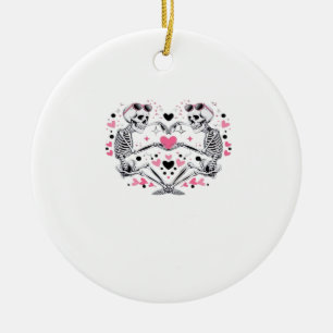 Skeleton Heart Hands Viral Trendy Vibe Ceramic Ornament