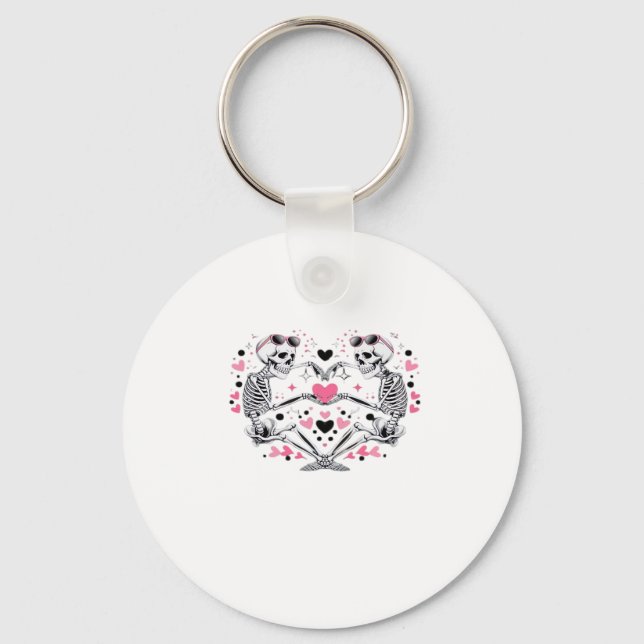 Skeleton Heart Hands Viral Trendy Vibe Keychain (Front)