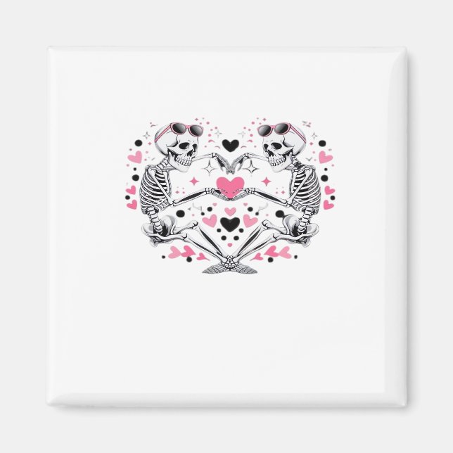 Skeleton Heart Hands Viral Trendy Vibe Magnet (Front)