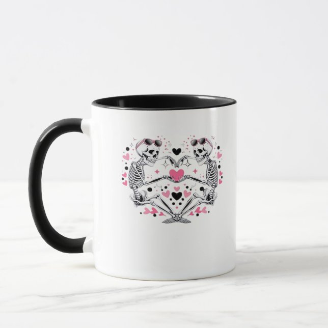Skeleton Heart Hands Viral Trendy Vibe Mug (Left)