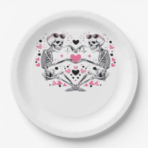Skeleton Heart Hands Viral Trendy Vibe Paper Plates