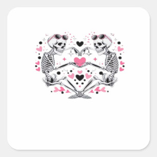 Skeleton Heart Hands Viral Trendy Vibe Square Sticker