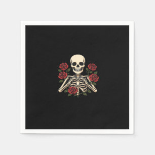 Skeleton Heart Hands With Red Roses – Romantic Got Napkins