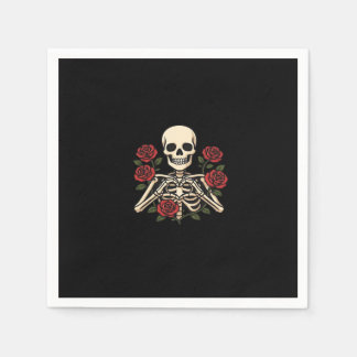 Skeleton Heart Hands With Red Roses – Romantic Got Napkins