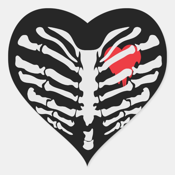 Skeleton Heart Heart Sticker | Zazzle