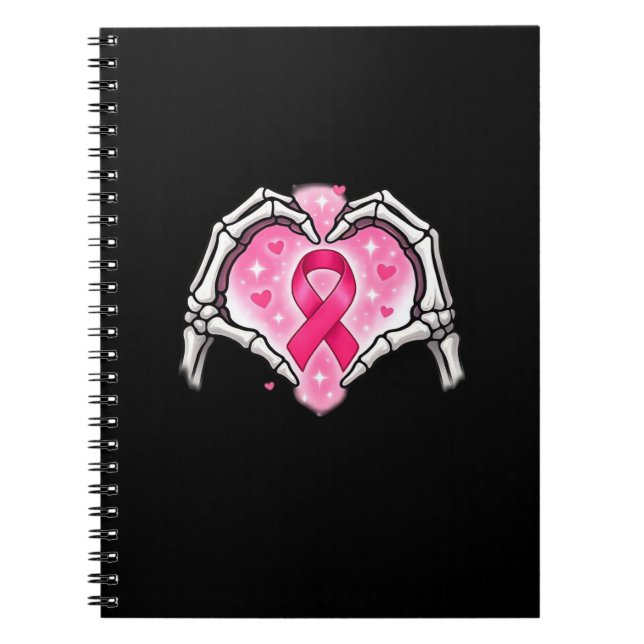 Skeleton Heart Ribbon Awareness Inspirational Desi Notebook (Front)