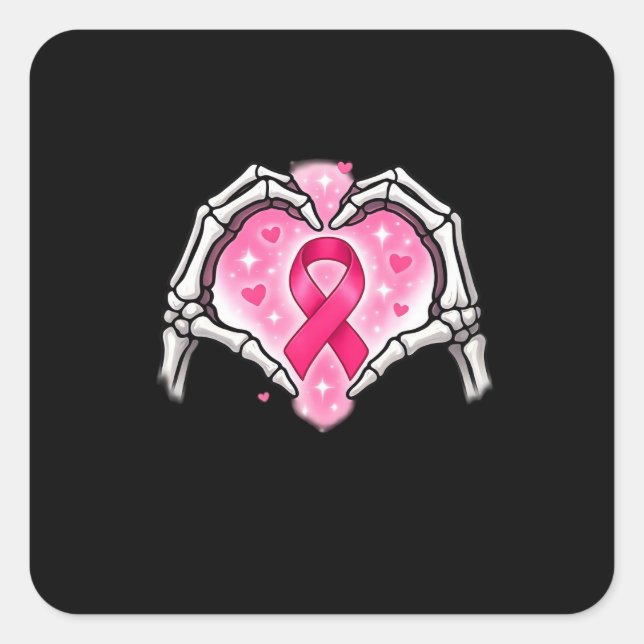 Skeleton Heart Ribbon Awareness Inspirational Desi Square Sticker (Front)