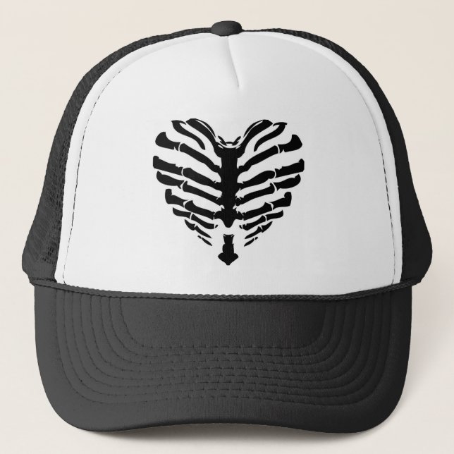 Skeleton Heart Trucker Hat (Front)