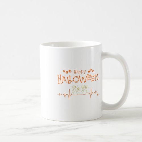 Skeleton Heartbeat Happy Halloween Doctor Nurse  Coffee Mug