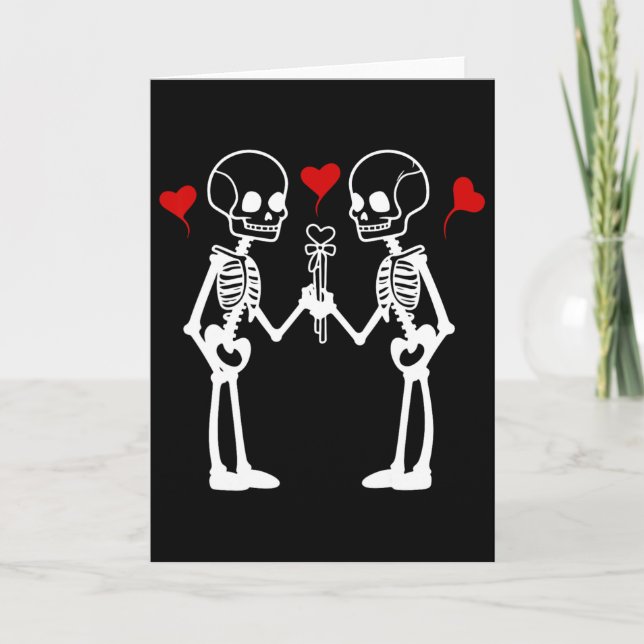 Skeleton Hearts Valentine Lovers Couples  Card (Front)