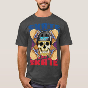 Skeleton Helmet Skateboarder Skateboard Decks Skat T-Shirt