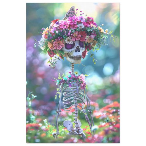 Skeleton Hippie is all Bones  Flowers Decoupage Tissue Paper