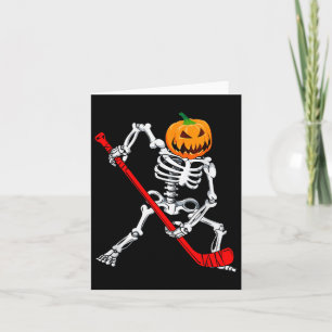 Skeleton Hockey Halloween Pumpkin Card