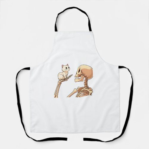 Skeleton Holding a Cat Funny Halloween Costume Sku Apron