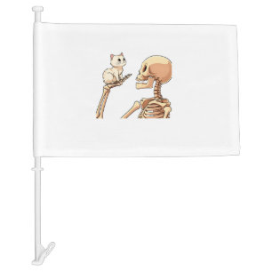 Skeleton Holding a Cat Funny Halloween Costume Sku Car Flag