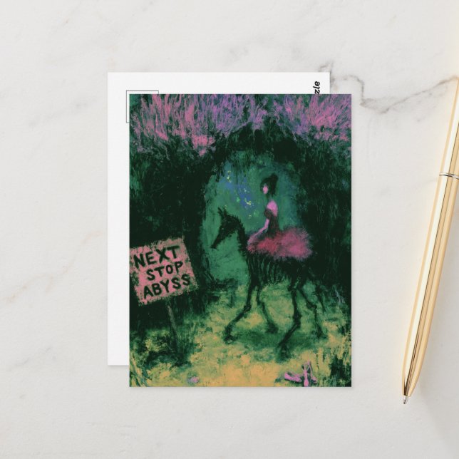 Skeleton Horse and Ballerina Dark Fantasy Postcard (Front/Back In Situ)