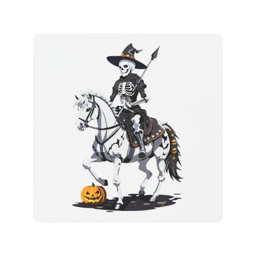 Skeleton Horse Rider _ Halloween Skeleton Metal Print