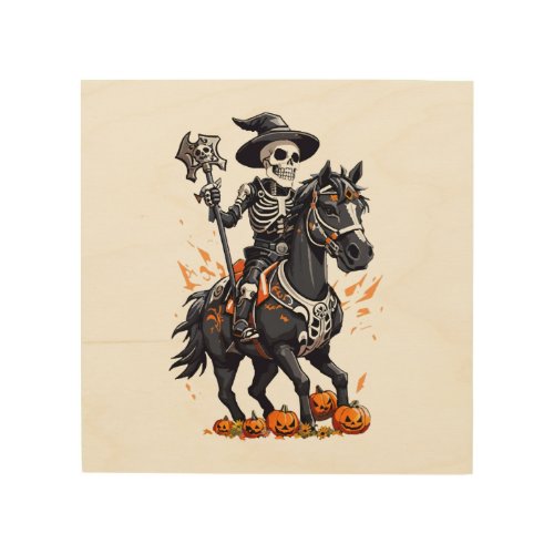 Skeleton Horse Rider Wood Wall Art