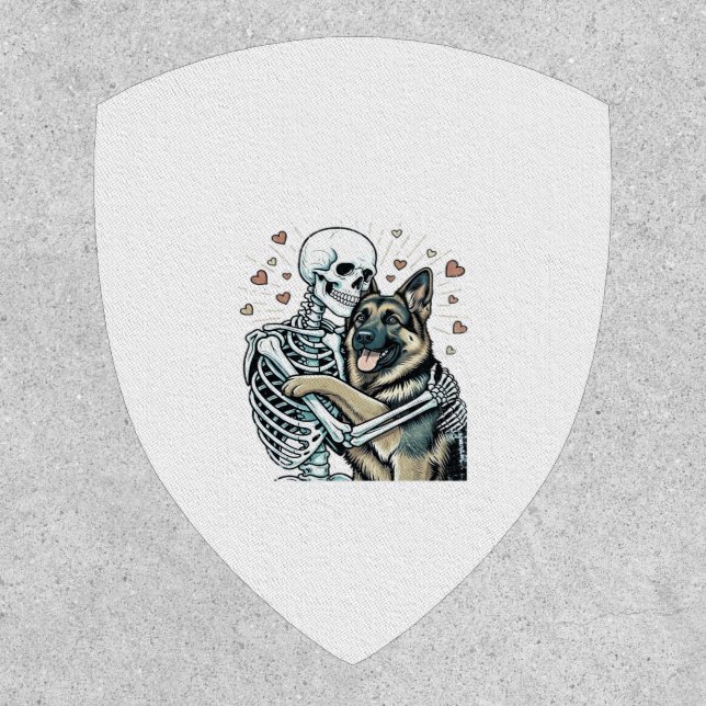 Skeleton Hugging a German Shepherd � Unique Gothic Patch (Front)