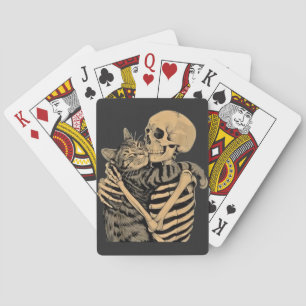  Skeleton Hugging Cat – Cute Gothic Cat Lover Gift Poker Cards