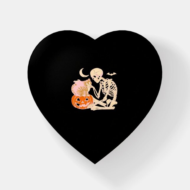 Skeleton Hugging Cat Halloween Cat Lover Cat Class Paperweight (Front)