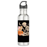 Skeleton Hugging Cat Halloween Cat Lover Cat Class Stainless Steel Water Bottle