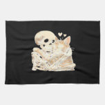 Skeleton Hugging Cat Halloween Cat Lover Cat Mom D Kitchen Towel