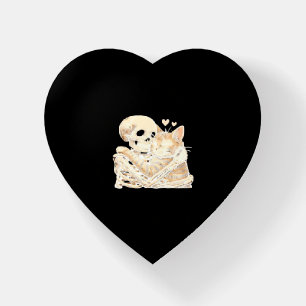 Skeleton Hugging Cat Halloween Cat Lover Cat Mom D Paperweight