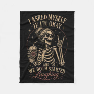 Skeleton Humor Gothic Sarcasm Funny Quote Retro Fleece Blanket