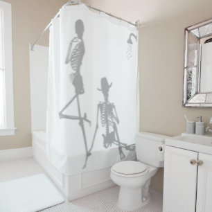 Skeleton Humor Shower Funny Cowboy Silhouette Bath Shower Curtain