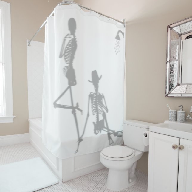 Skeleton Humor Shower Funny Cowboy Silhouette Bath Shower Curtain (In Situ)