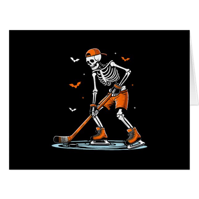 Skeleton Ice Hockey Halloween Boys Funny Halloween (Front Horizontal)