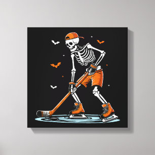 Skeleton Ice Hockey Halloween Boys Funny Halloween Canvas Print