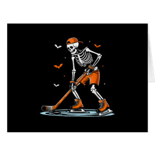 Skeleton Ice Hockey Halloween Boys Funny Halloween Cards