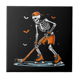 Skeleton Ice Hockey Halloween Boys Funny Halloween Ceramic Tile