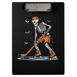 Skeleton Ice Hockey Halloween Boys Funny Halloween Clipboard
