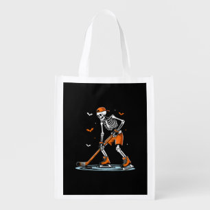 Skeleton Ice Hockey Halloween Boys Funny Halloween Grocery Bag