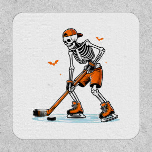 Skeleton Ice Hockey Halloween Boys Funny Halloween Patch