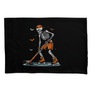 Skeleton Ice Hockey Halloween Boys Funny Halloween Pillow Case