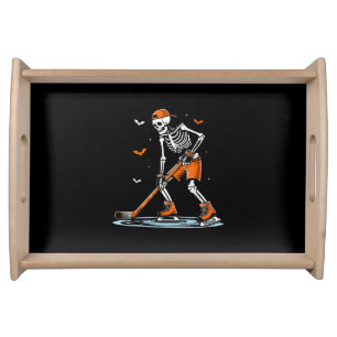 Skeleton Ice Hockey Halloween Boys Funny Halloween Serving Tray