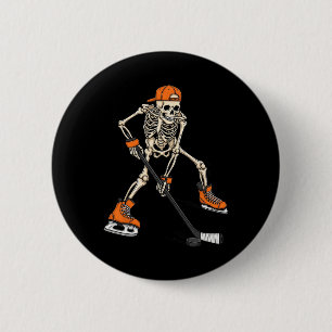 Skeleton Ice Hockey Halloween Costume Gift For Men Button