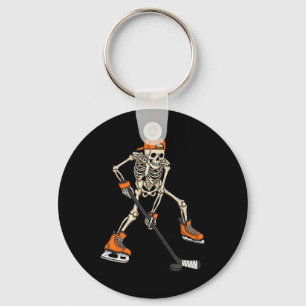 Skeleton Ice Hockey Halloween Costume Gift For Men Keychain