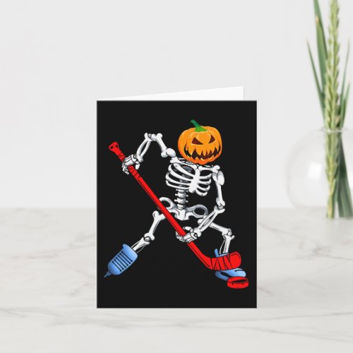 Skeleton Ice Hockey Halloween Pumpkin Hockey  Card
