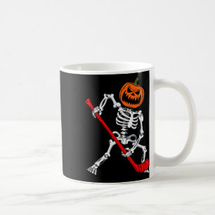 Skeleton Ice Hockey Halloween Pumpkin Hockey Mens Coffee Mug